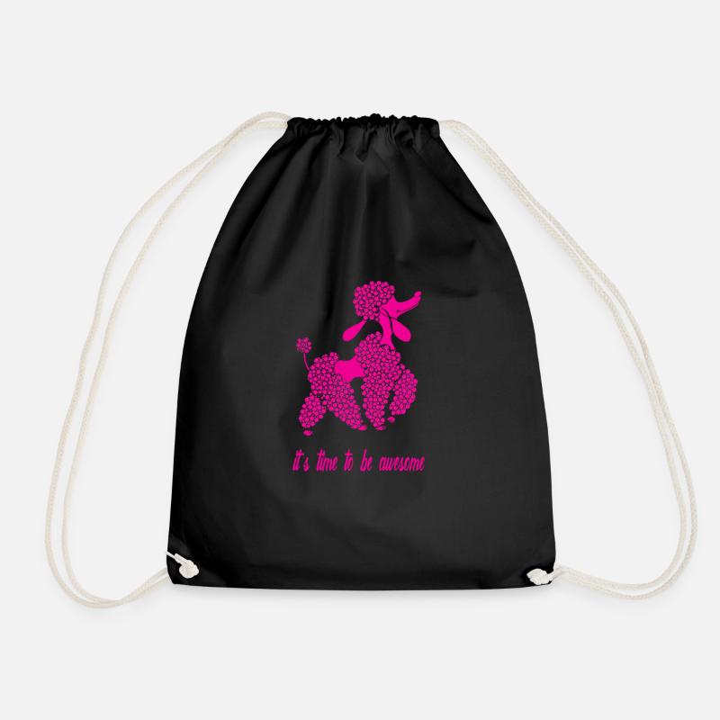 it s time to be awesome, Rosa Pudel - Turnbeutel - Schwarz