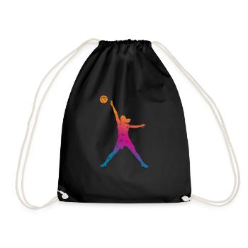 basketball Frauen silhouette retro - Turnbeutel - Schwarz - Vorne