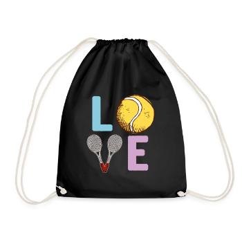 Tennis Player Racket Sports Game Lover Gift - Drawstring Bag - black - Front