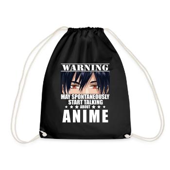 Warning May Start Talking About Anime, Funny Anime - Drawstring Bag - black - Front