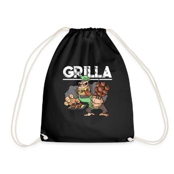 Grill BBQ Smoker Grilling Gorilla Saying Griller - Drawstring Bag - black - Front