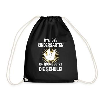 Bye Bye Kindergarten Jungen Einschulung Geschenk - Turnbeutel - Schwarz - Vorne