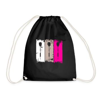 Darts Retro Dartpfeil Design Damen Turnier - Turnbeutel - Schwarz - Vorne