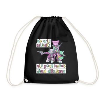 Patel Goth Kawaii Anime Comic Cats Gothic - Drawstring Bag - black - Front