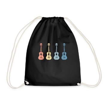 Retro Vintage Ukulele Uke lustiges Geschenk - Turnbeutel - Schwarz - Vorne