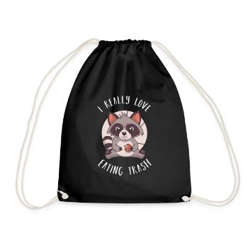I really love eating Trash Funny Raccoon - Drawstring Bag - black - Front