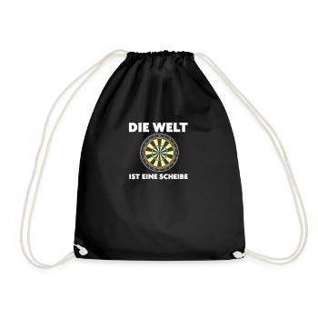 Die Welt ist eine Scheibe Dartsprüche Darten - Turnbeutel - Schwarz - Vorne