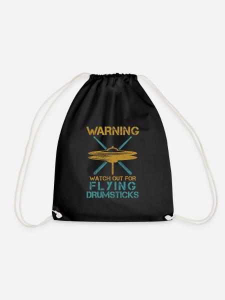 Drummer Design Schlagzeug und Trommler Flying - Turnbeutel - Schwarz