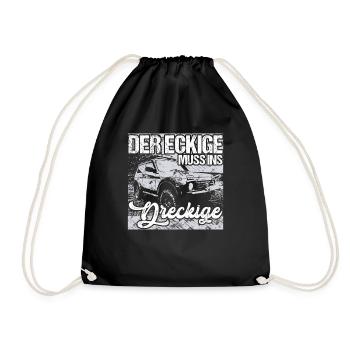 Der Eckige muss ins Dreckige Offroad Lada Niva 4x4 - Turnbeutel - Schwarz - Vorne