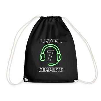 7. Geburtstag 7 Jahre Gamer Zocker Geschenkidee - Turnbeutel - Schwarz - Vorne