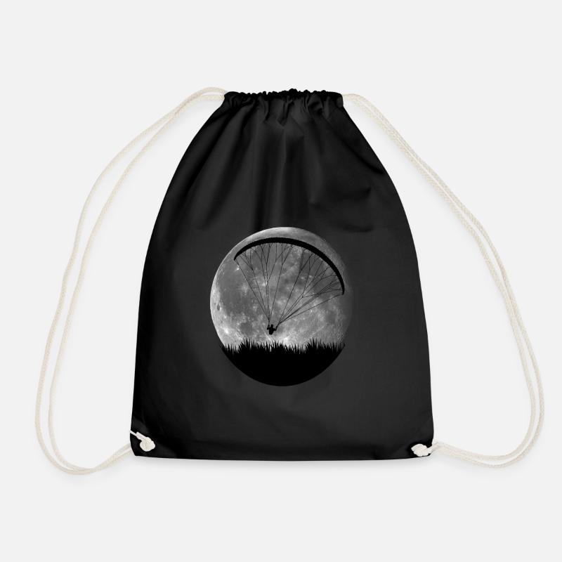 Paragliding paragliding moon gift pilot - Drawstring Bag - black