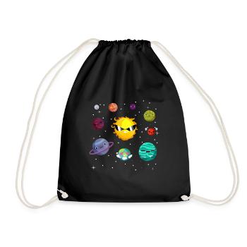 Funny planets of the solar system - Drawstring Bag - black - Front