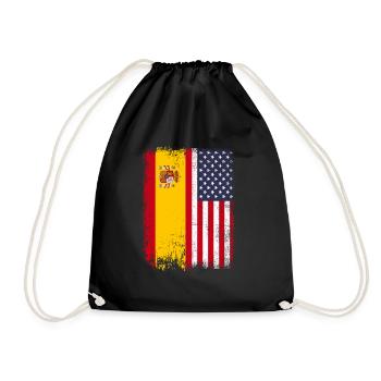 USA America Spanish Flag - Drawstring Bag - black - Front
