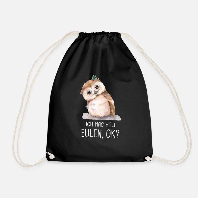 Ich mag halt Eulen ok? - Eule Geschenk - Turnbeutel - Schwarz