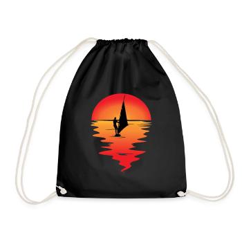 Windsurfer Sunset Windsurfing Windsurfing Gift - Drawstring Bag - black - Front