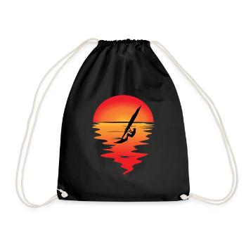 Windsurfer Sunset Windsurfing Windsurfing Gift - Drawstring Bag - black - Front