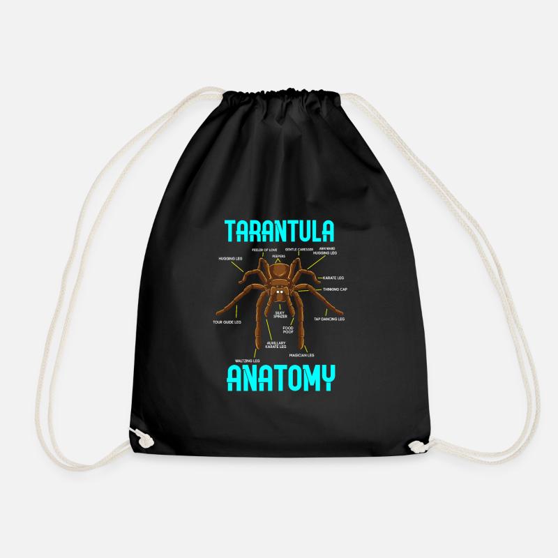 Tarantula Spider Anatomy - Funny Diagram - Drawstring Bag - black