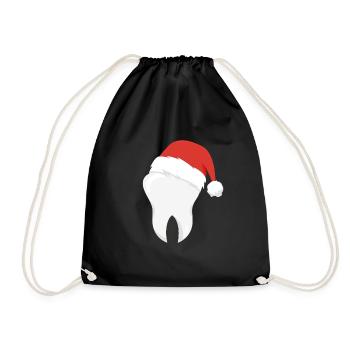 Dentist Teeth Christmas Hat Tooth Gift - Drawstring Bag - black - Front