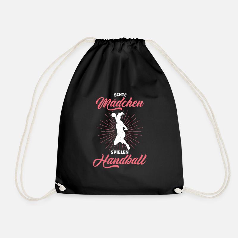 Mädchen spielen Handball Geschenk - Turnbeutel - Schwarz