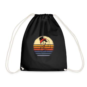 Retro Vintage Women Beer Lover Gift - Turnbeutel - Schwarz - Vorne