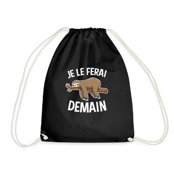 je Le ferai demain paresseux Cadeau - Turnbeutel - Schwarz - Vorne