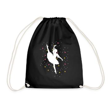 Ballerina Ballet Gift with Stars - Drawstring Bag - black - Front