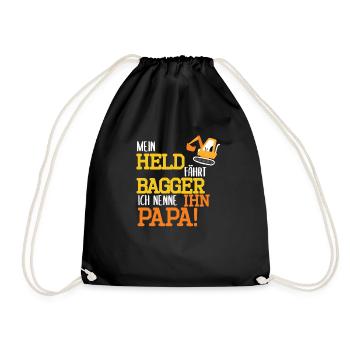 Bagger Held Papa Vater Geschenk zum Geburtstag - Turnbeutel - Schwarz - Vorne
