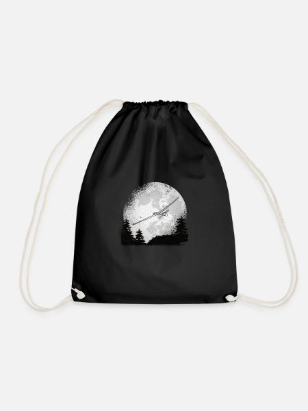 Glider flying glider pilot glider glider flying - Drawstring Bag - black
