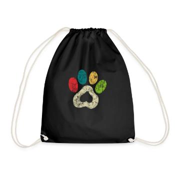 Patte de chat signifie chat amour rétro coloré - Sac de sport léger - noir - Devant
