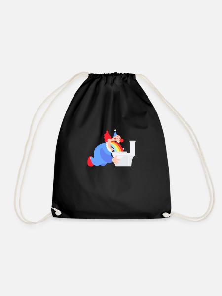 Lustiger kotzender Clown Regenbogen Geschenk - Turnbeutel - Schwarz