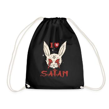 Satan loves me Hail Satan Teufel 666 Spruch - Turnbeutel - Schwarz - Vorne