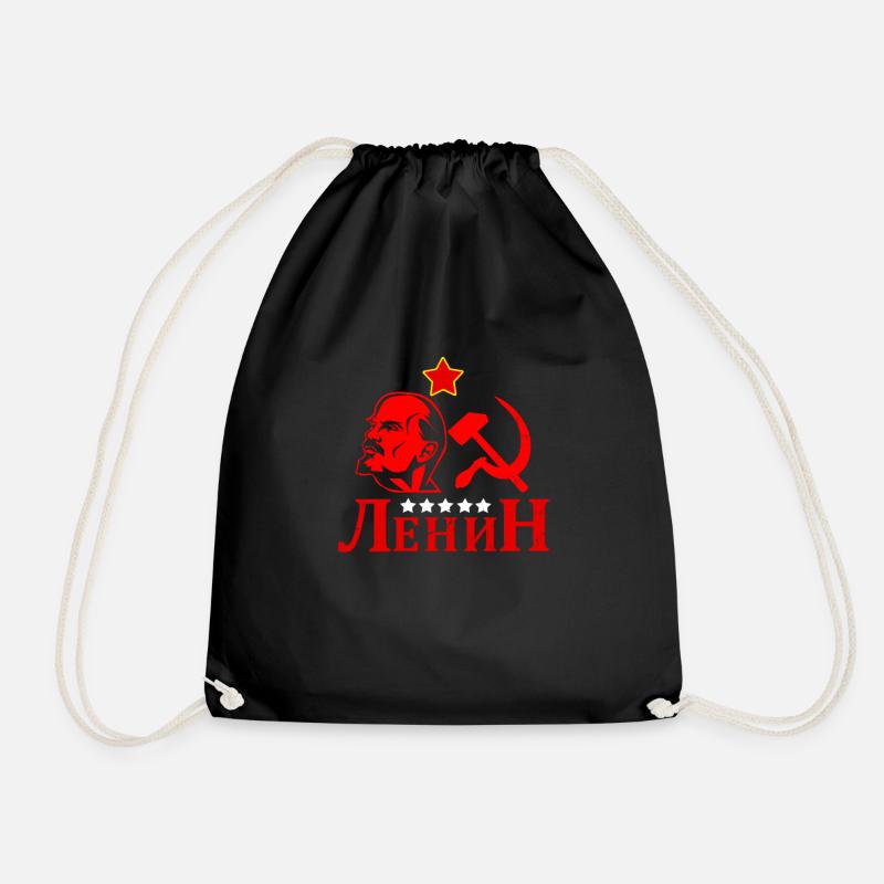 USSR Soviet Union Lenin Russia - Drawstring Bag - black