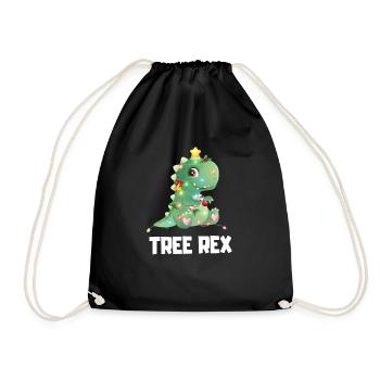 Tree Rex Dino Weihnachtsbaum Christmas Geschenk - Turnbeutel - Schwarz - Vorne