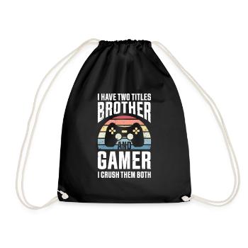 Jungen Gaming Geschenk Bruder Video Gamer - Turnbeutel - Schwarz - Vorne