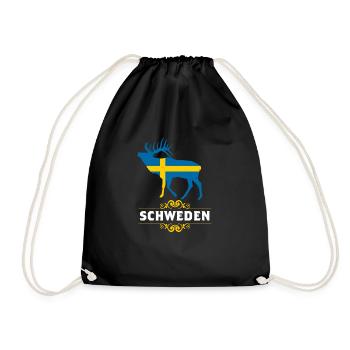 Sweden Urlaub Elch Ich liebe Schweden - Turnbeutel - Schwarz - Vorne
