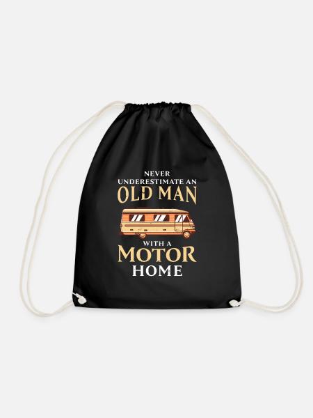 Old Man with a Motorhome Funny RV Gift - Drawstring Bag - black