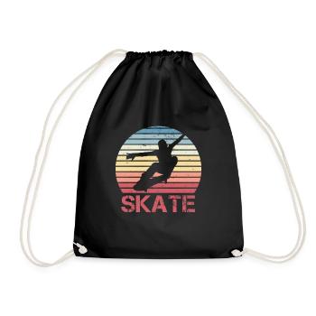 Skateboarding Retro Skater Boys Geschenk - Turnbeutel - Schwarz - Vorne