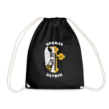 Serbia Balkans Bosnia Srbija Serbs Gift - Drawstring Bag - black - Front