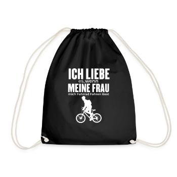 Ich liebe es wenn meine Frau Fahrrad Geschenk - Turnbeutel - Schwarz - Vorne