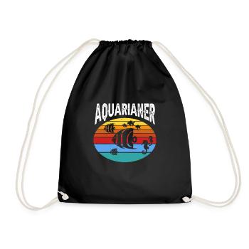 Aquarianer Geschenk Aquaristik Aquarium Fisch - Turnbeutel - Schwarz - Vorne