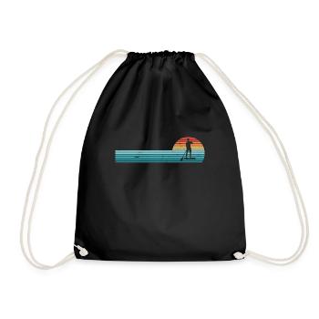 Paddleboarding Retro Sunset Paddleboard - Drawstring Bag - black - Front