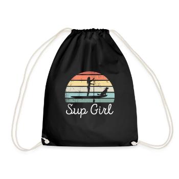 Sup Girl Paddleboarding Dog Canine Geschenk - Turnbeutel - Schwarz - Vorne