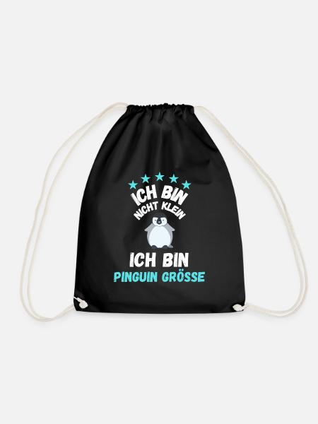 T-shirt für kleine Menschen Pinguin Spruch lustig - Turnbeutel - Schwarz