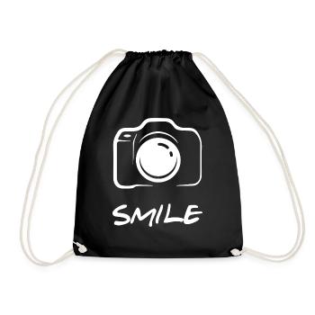 Camera Photographer Photography Gift Smile - Drawstring Bag - black - Front