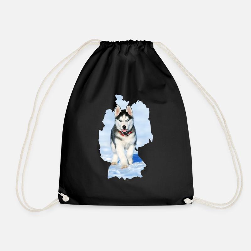 Hund Husky, Hund Husky, Deutschland - Turnbeutel - Schwarz