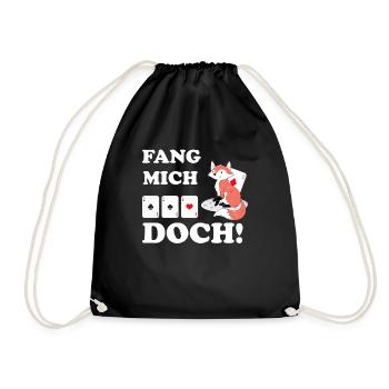 Doppelkopf Fang mich doch Fuchs Schafkopf Geschenk - Turnbeutel - Schwarz - Vorne