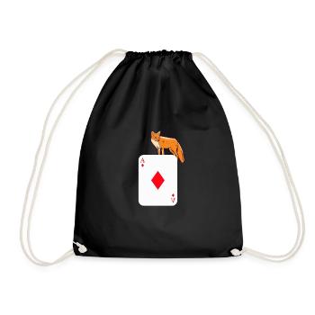 Doppelkopf Fuchs gefangen Schafkopf Ass Geschenk - Turnbeutel - Schwarz - Vorne