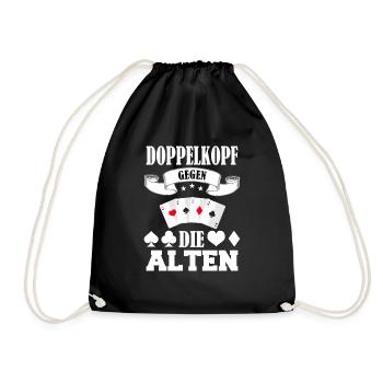 Doppelkopf Schafkopf Kartenspiel Stammtisch Alten - Turnbeutel - Schwarz - Vorne