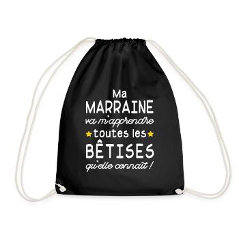humour - ma marraine va m'apprendre les bêtises - Sac de sport léger - noir - Devant