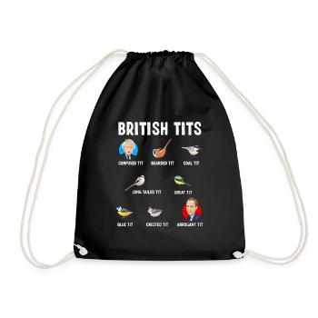 Tit Bird Gift Boris Johnson Matt Hancock - Drawstring Bag - black - Front